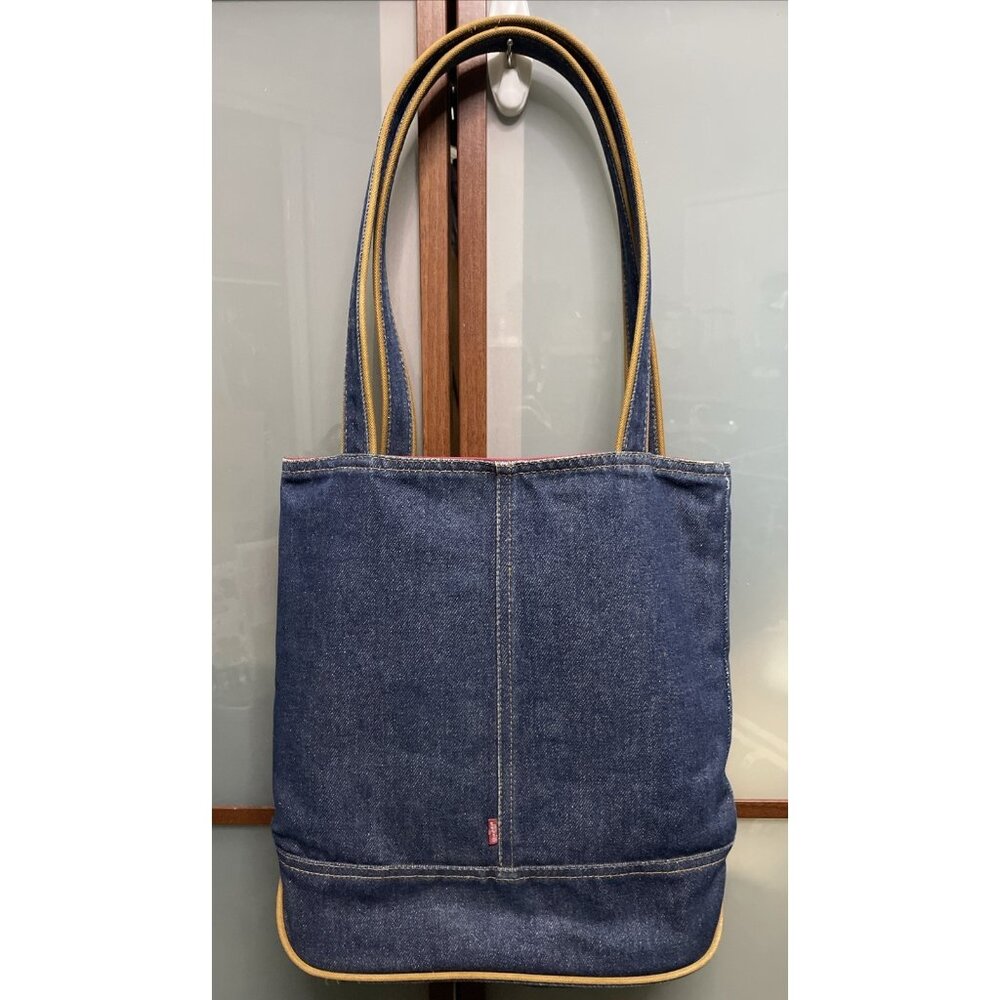 Levis Strauss Vintage Red Tag Blue Denim Jean Shopping Tote Shoulder Bag Purse